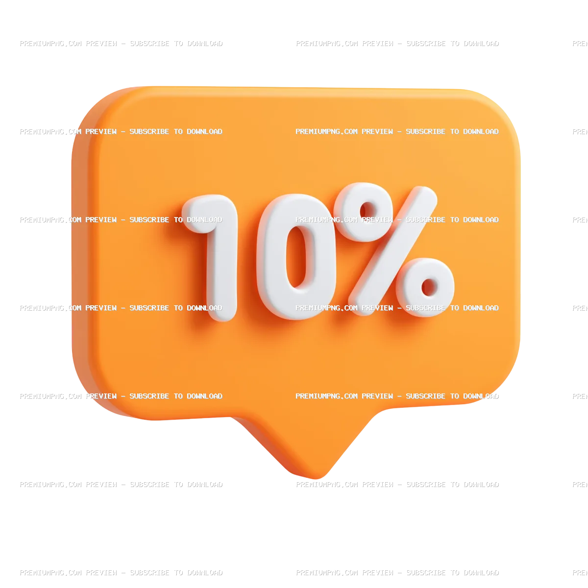 10 percent off in orange rectangular speech bubble
