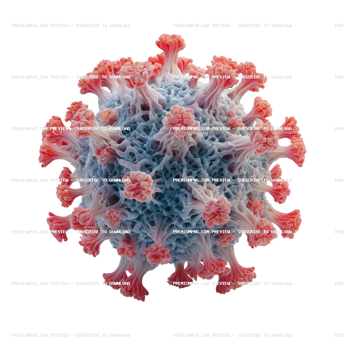 a 3d rendering of a virus on transparent background