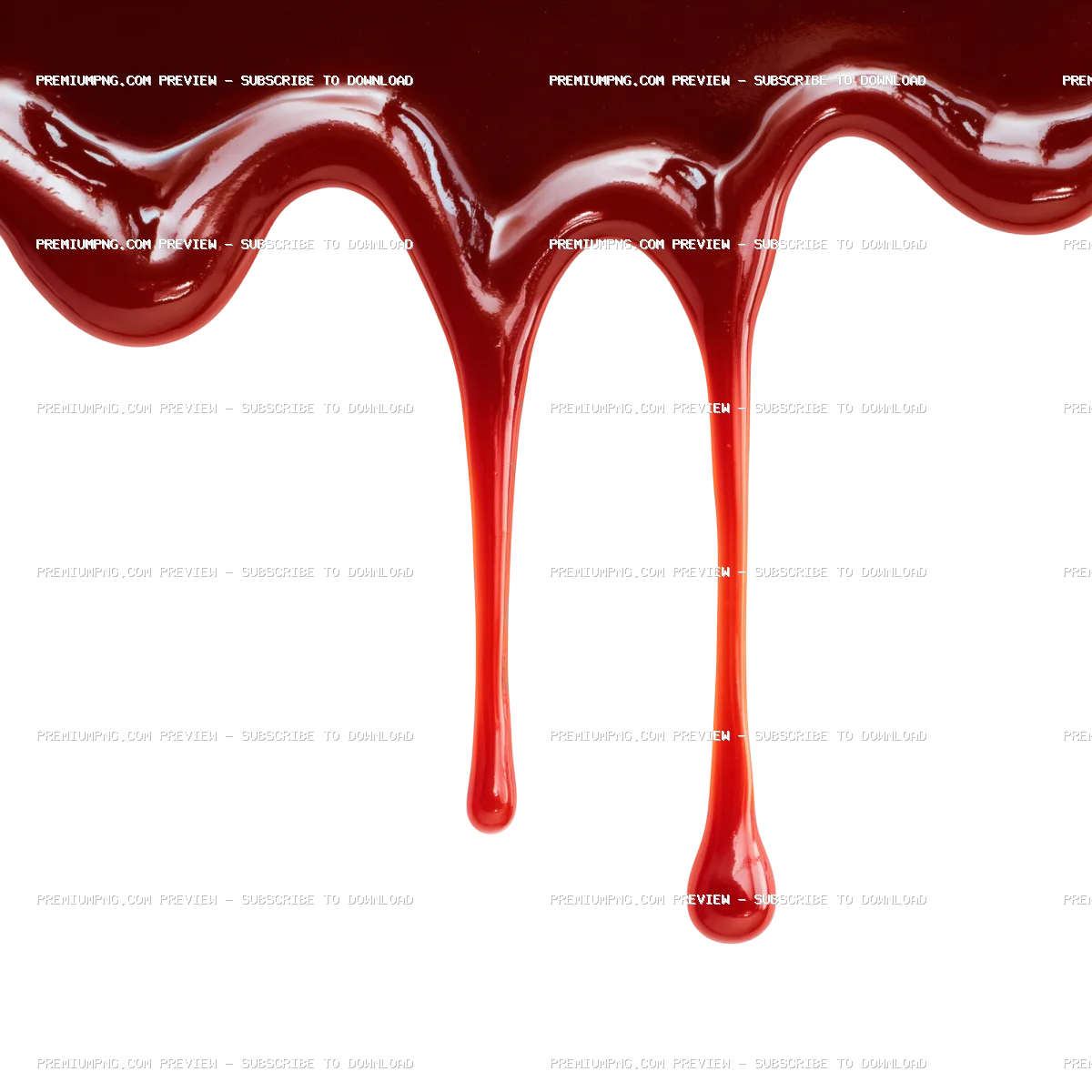 a dark red ketchup drip that runs along the line and down from the top