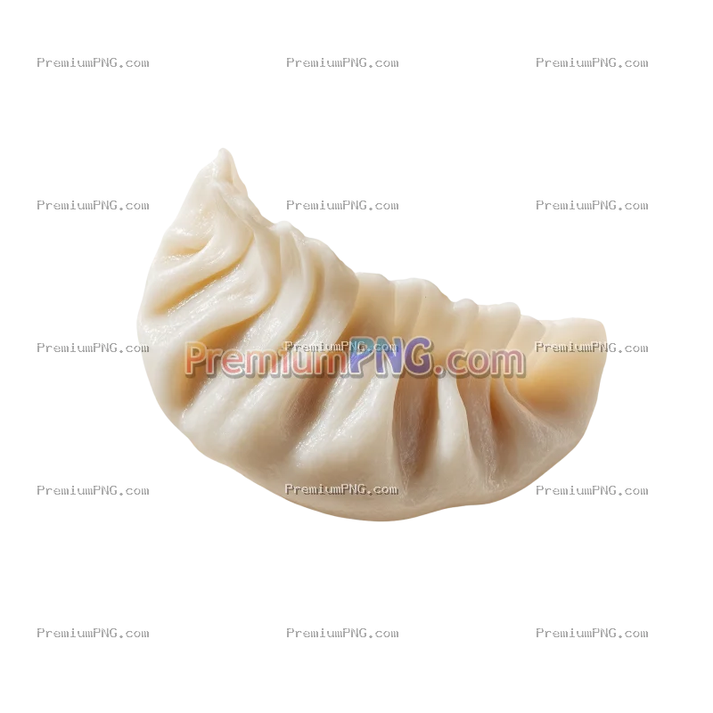 a piece of dumpling, the dumpling is on the white background and its white color looks like boiled l