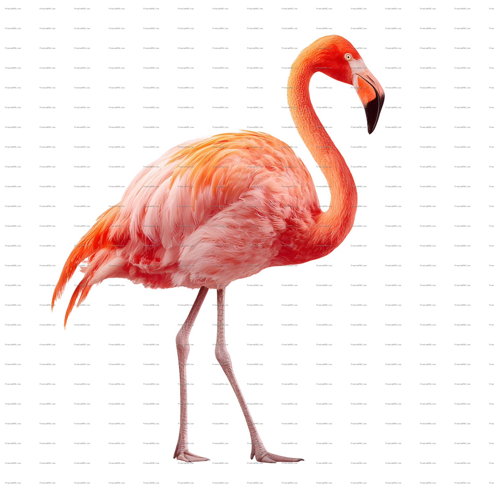 a pink flamingo isolated on white background