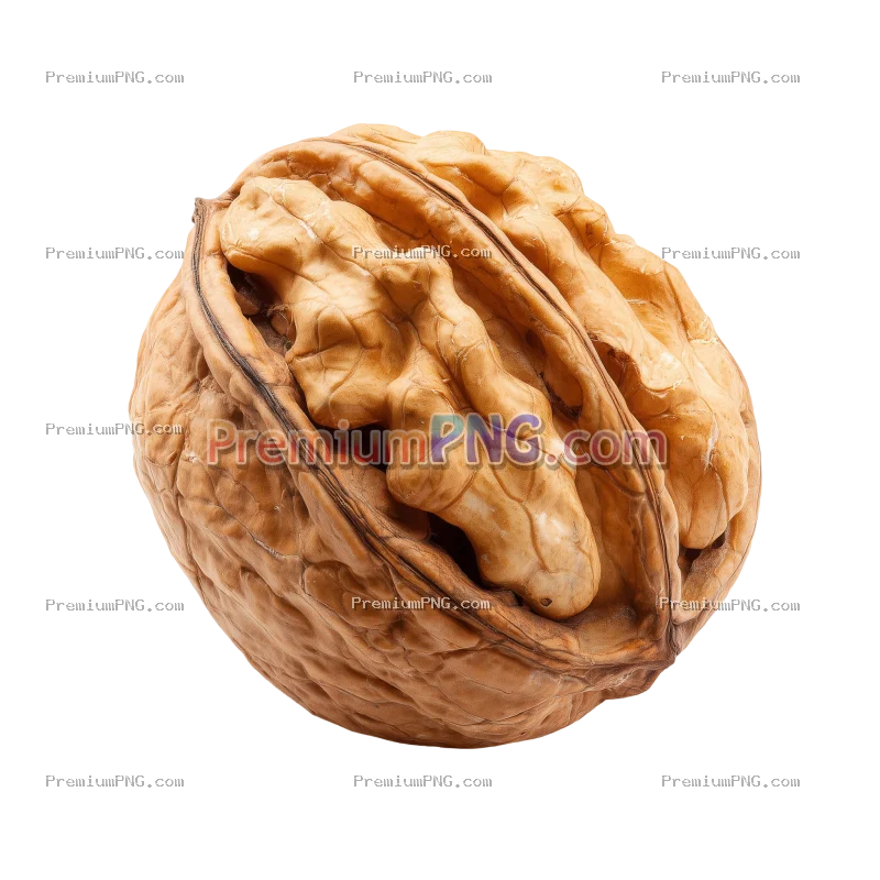 a walnut, isolated object, white background, centered composition, clean design