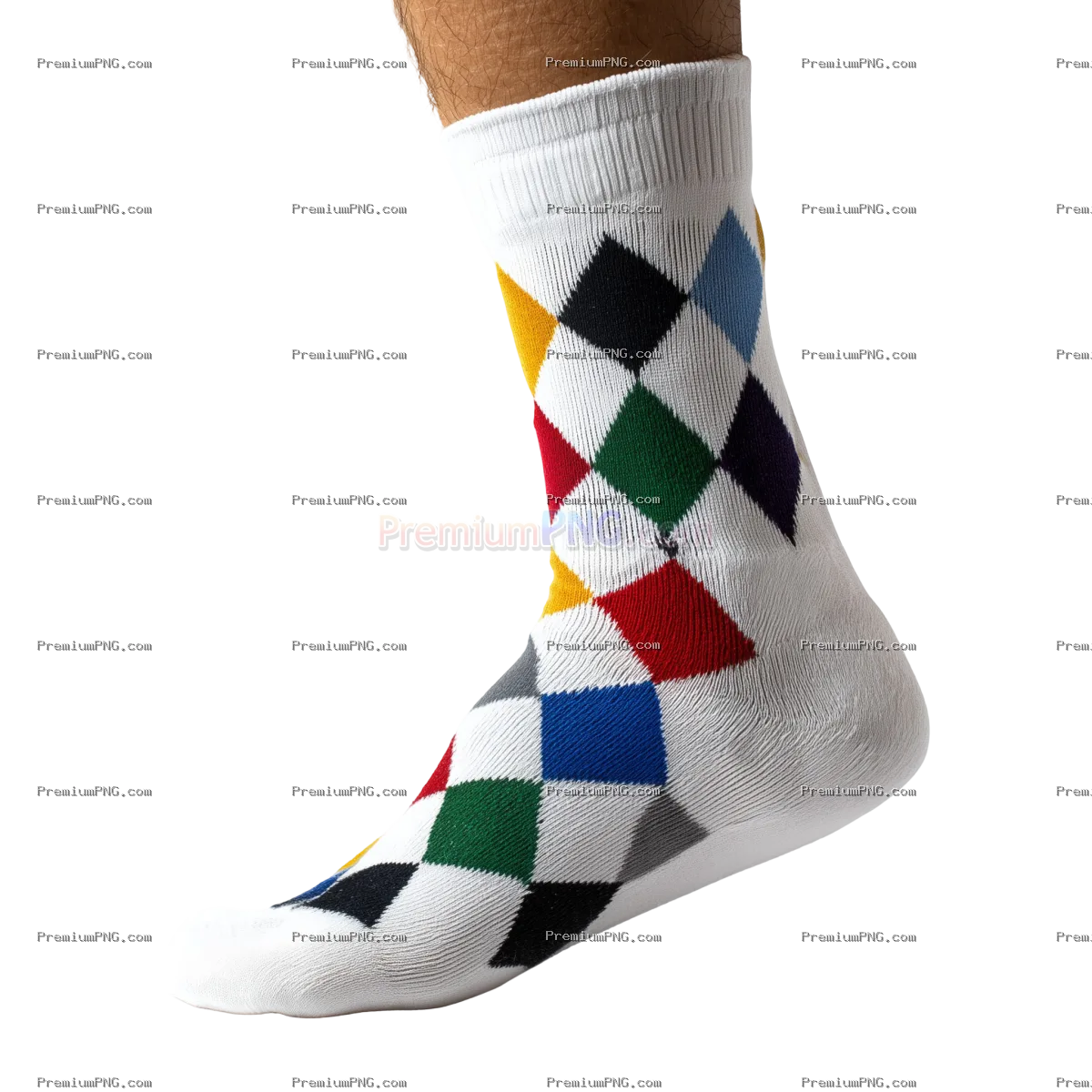 Argyle sock. white or transparent background