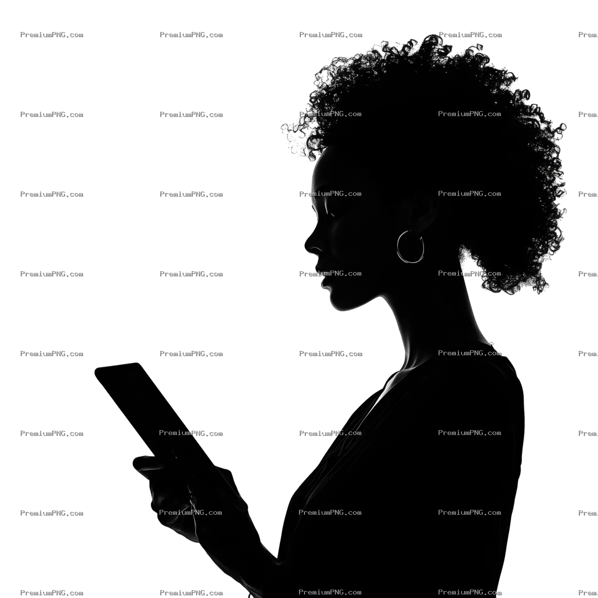 Black and White Silhouette of Female Professional with Digital Tablet