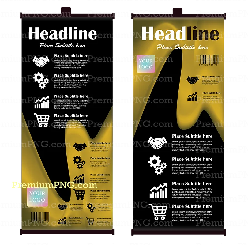 Black Gold Roll-Up Banner Template | Luxury High-Resolution Vector