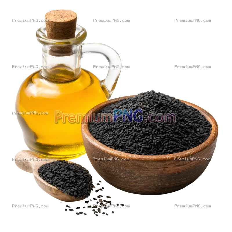 black sesame seeds and a bottle of sesame oil capturing the essence of natural culinary