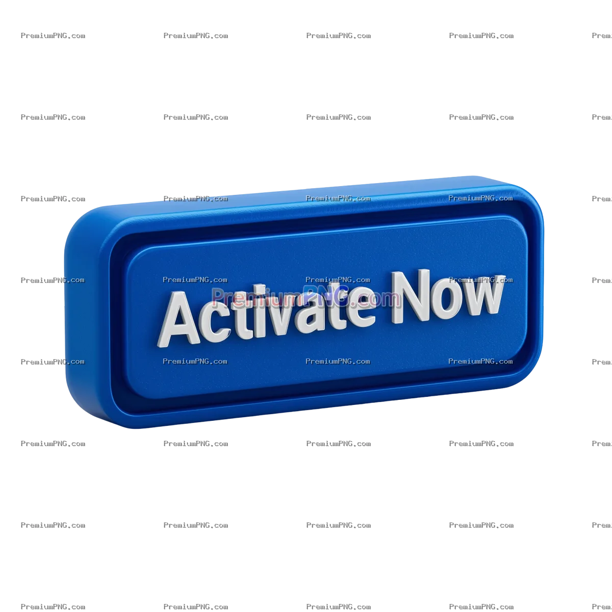 Blue Rectangular Button with White Text Activate Now Isolated