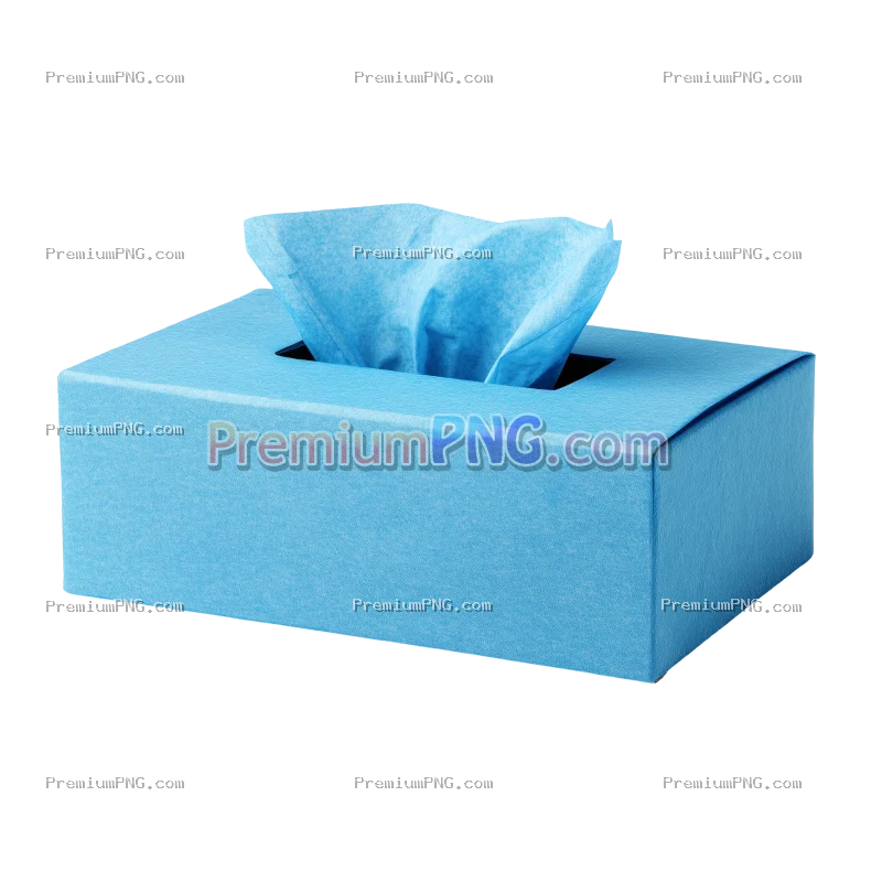 Blue Tissue Box Isolated on Transparent Background