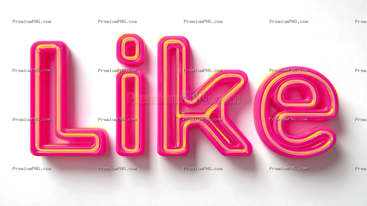 Bold Like text in neon pink on a transparent background