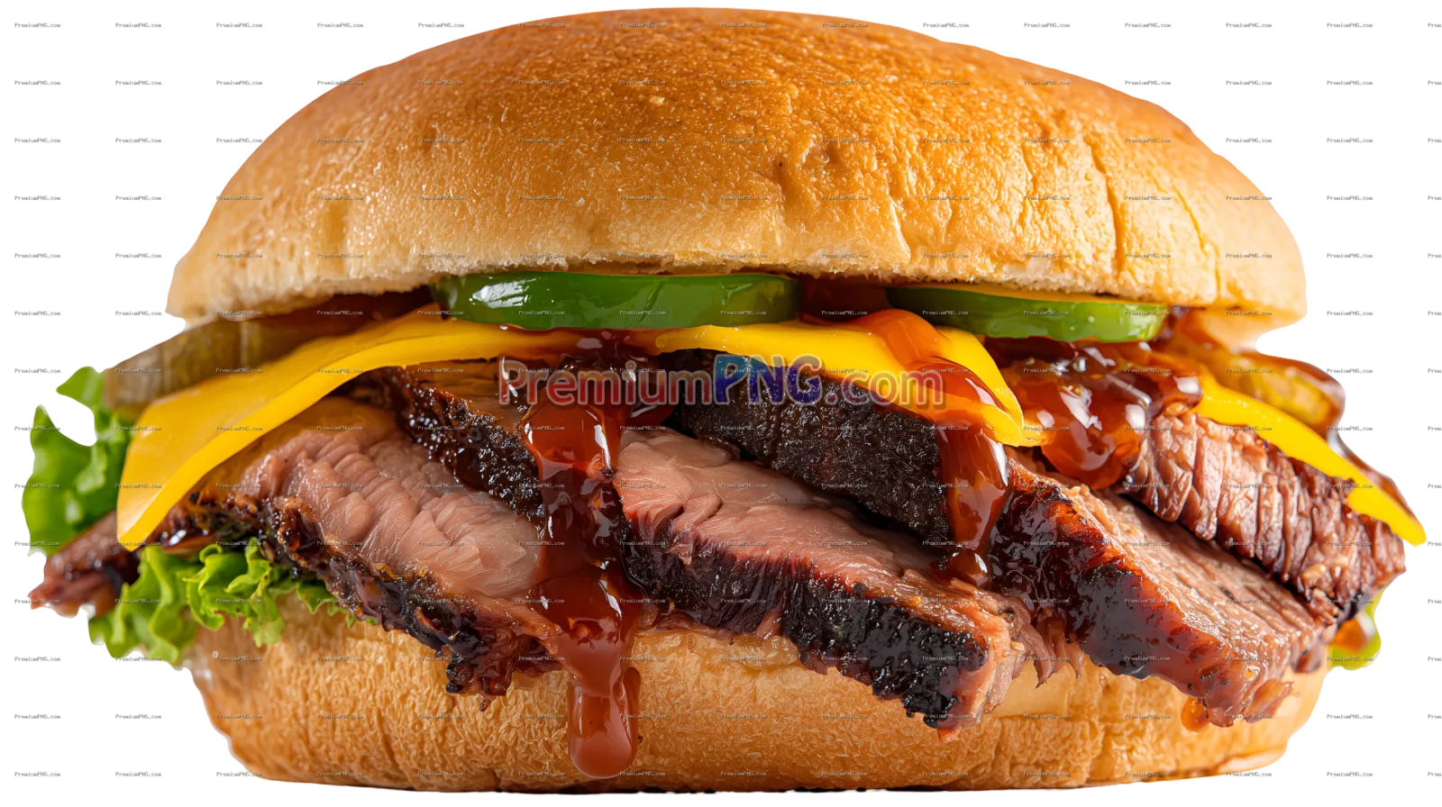 Brisket sandwich isolated on white background