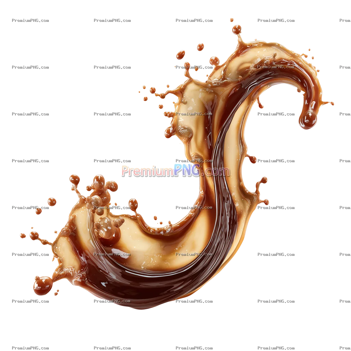 Brown Cream Coffee Liquid Swirl Splash with Bubbles