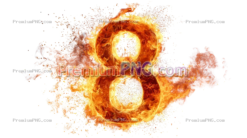 Burning Number 8 with Realistic Fire Flames