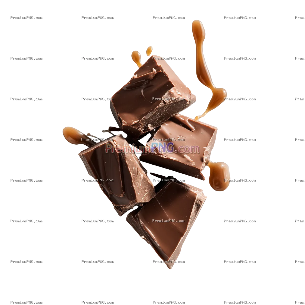 chunky, irregular pieces of milk chocolate transparent background
