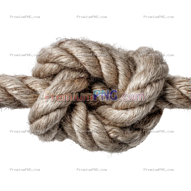 close-up of a tightly woven rope knot. isolated on a transparent background