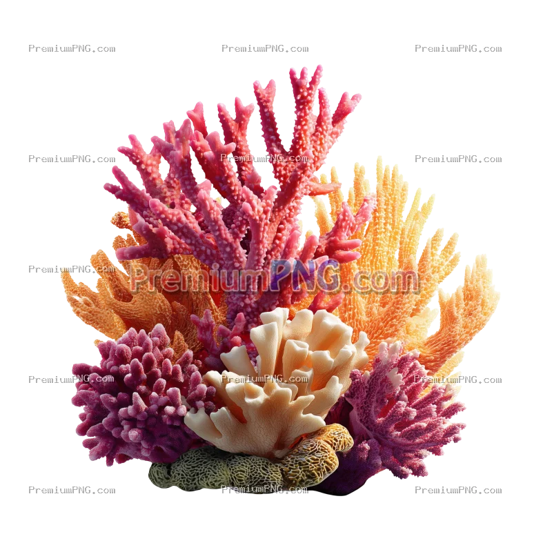 Colorful Corals isolated on white or transparent background