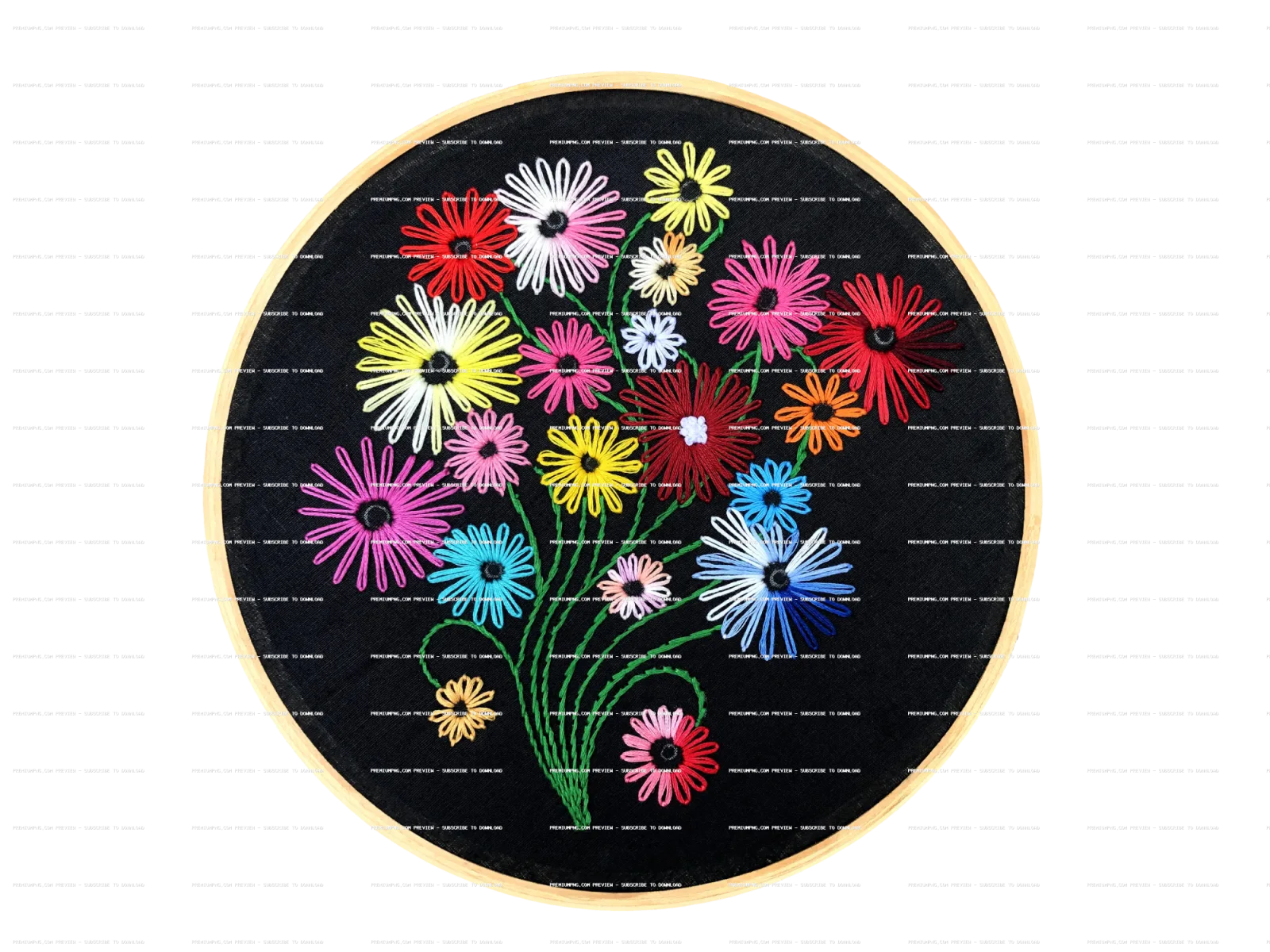 Colorful hand embroidery flower design