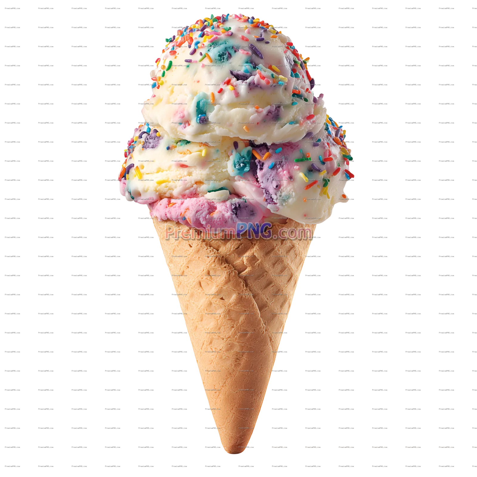 Colorful ice cream cone with ice cream