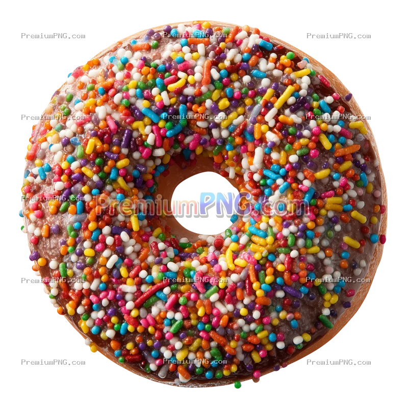 Colorful sprinkles adorn a delightful donut treat isolated on transparent background
