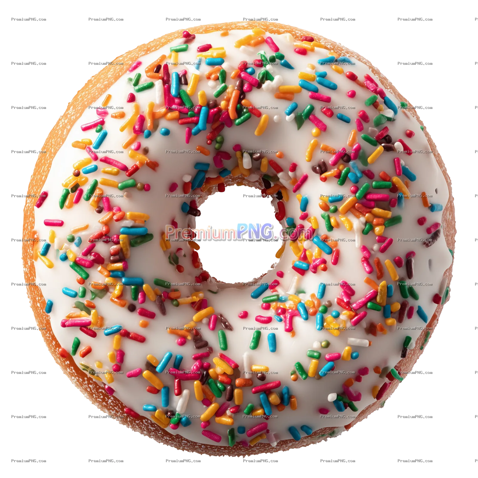 Colorful sprinkles adorn a delightful donut treat isolated on transparent or white background