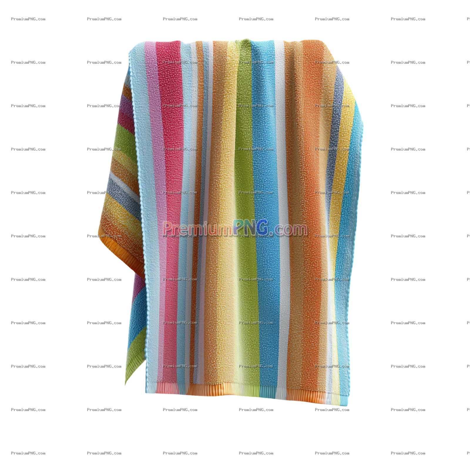 Colorful Striped Towel in Transparent Background