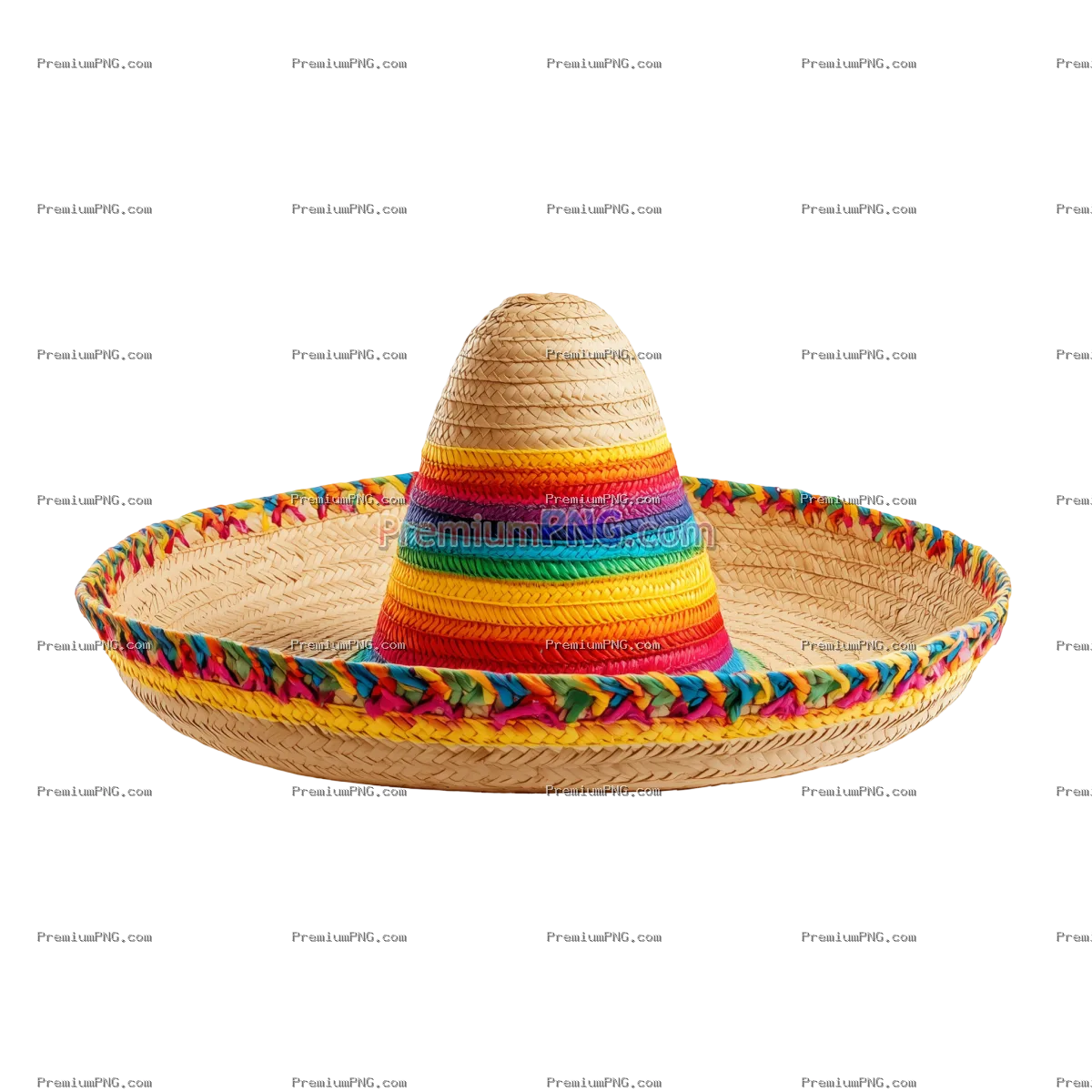 Colorful Traditional Mexican Sombrero Hat Isolated on Transparent Background