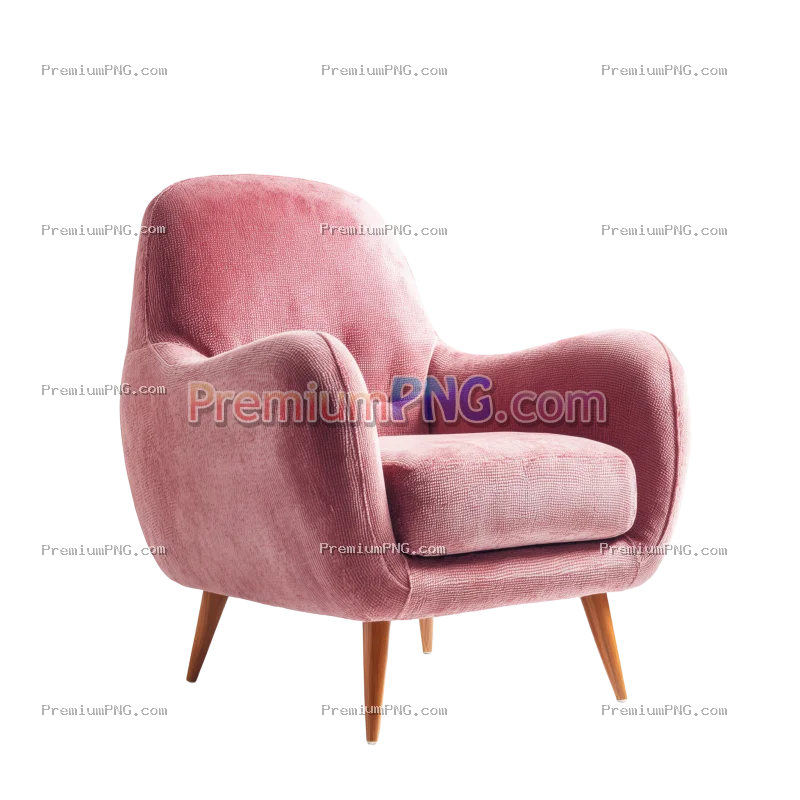 Comfortable pink Armchair with Textured Fabric on transparent Background