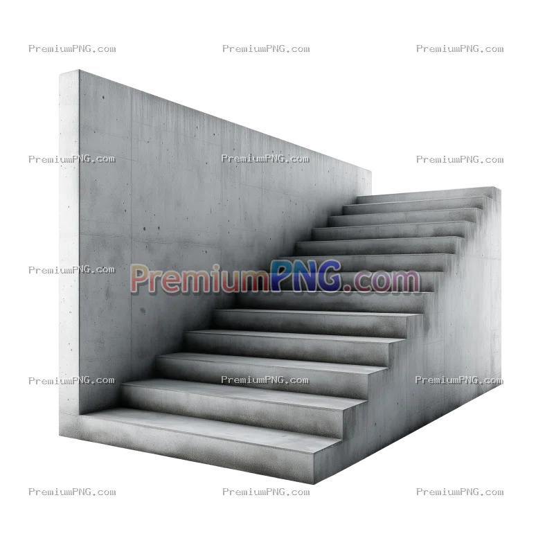 Concrete stairs on an isolated white background. Minimalistic design with a contemporary look.