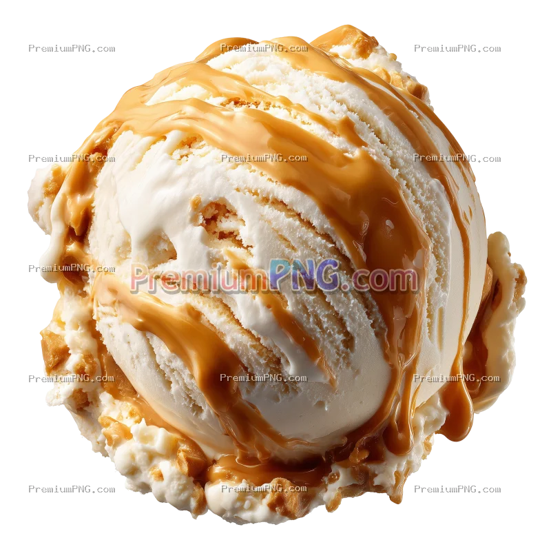 Cream Ice Cream Scoop with Dulce de Leche Swirl