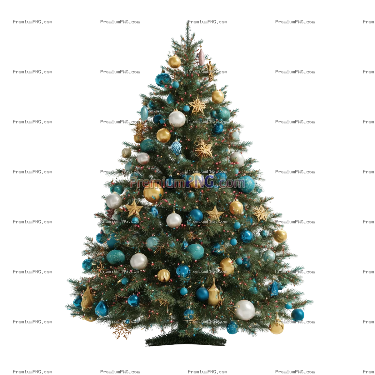 Decorated Christmas tree for new year isolated on white background
