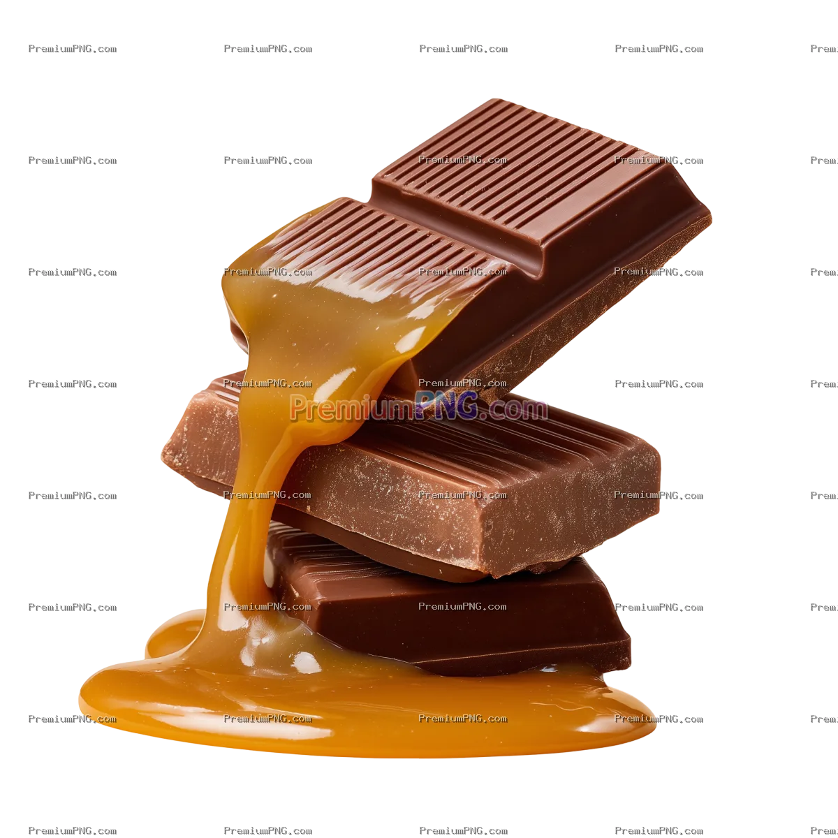 Delicious Chocolate & Caramel isolated on Transparent Background | High-Res Stock Images