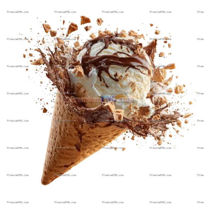 Delicious ice cream explosion, cut out isolated on transparent background