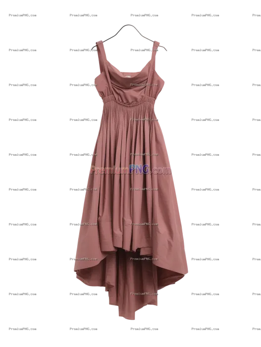 Dusty Rose Sleeveless Asymmetrical Maxi Dress on Transparent Background