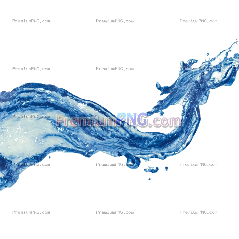 Dynamic Blue Water Splash on Transparent Background