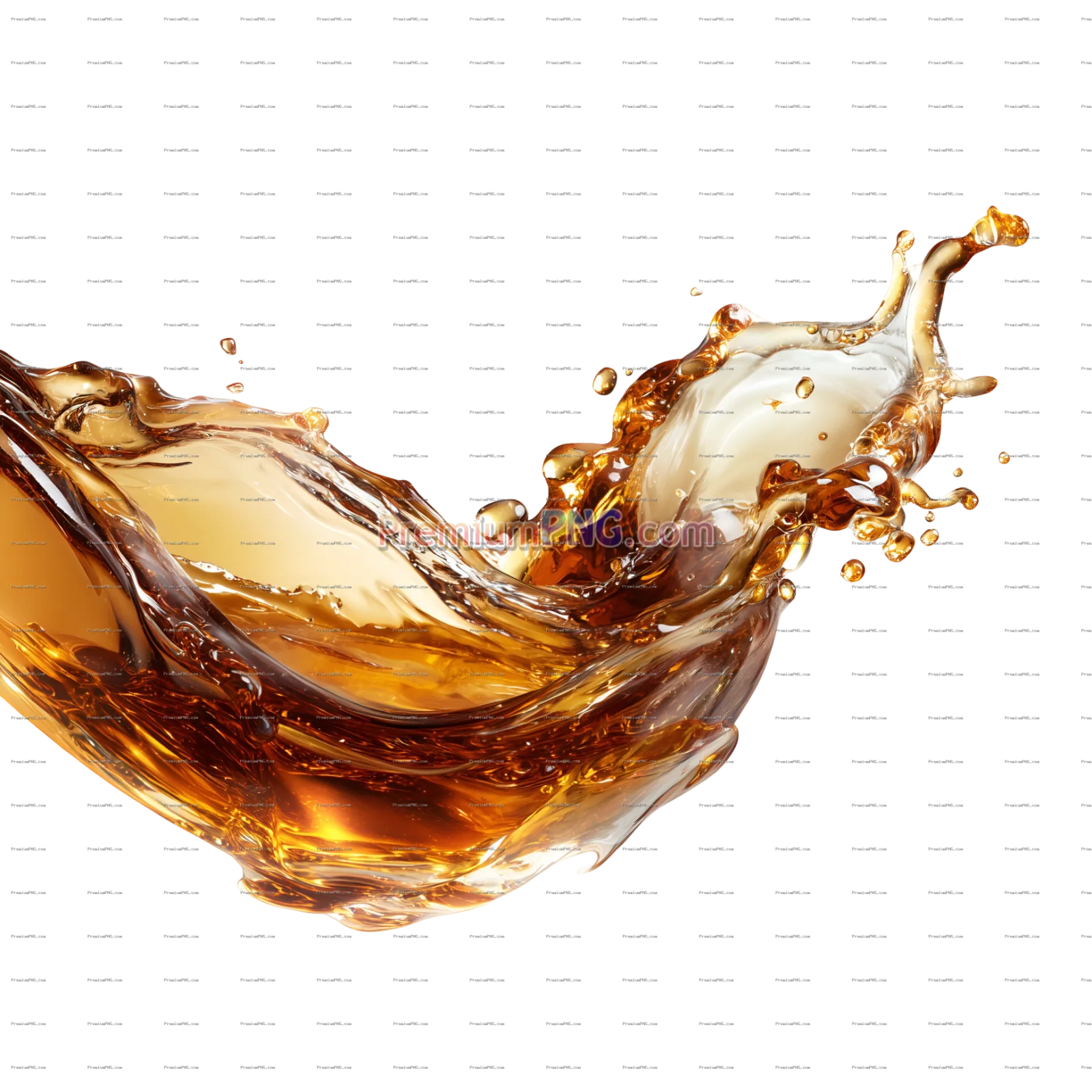 Elegant bourbon splash isolated on white background