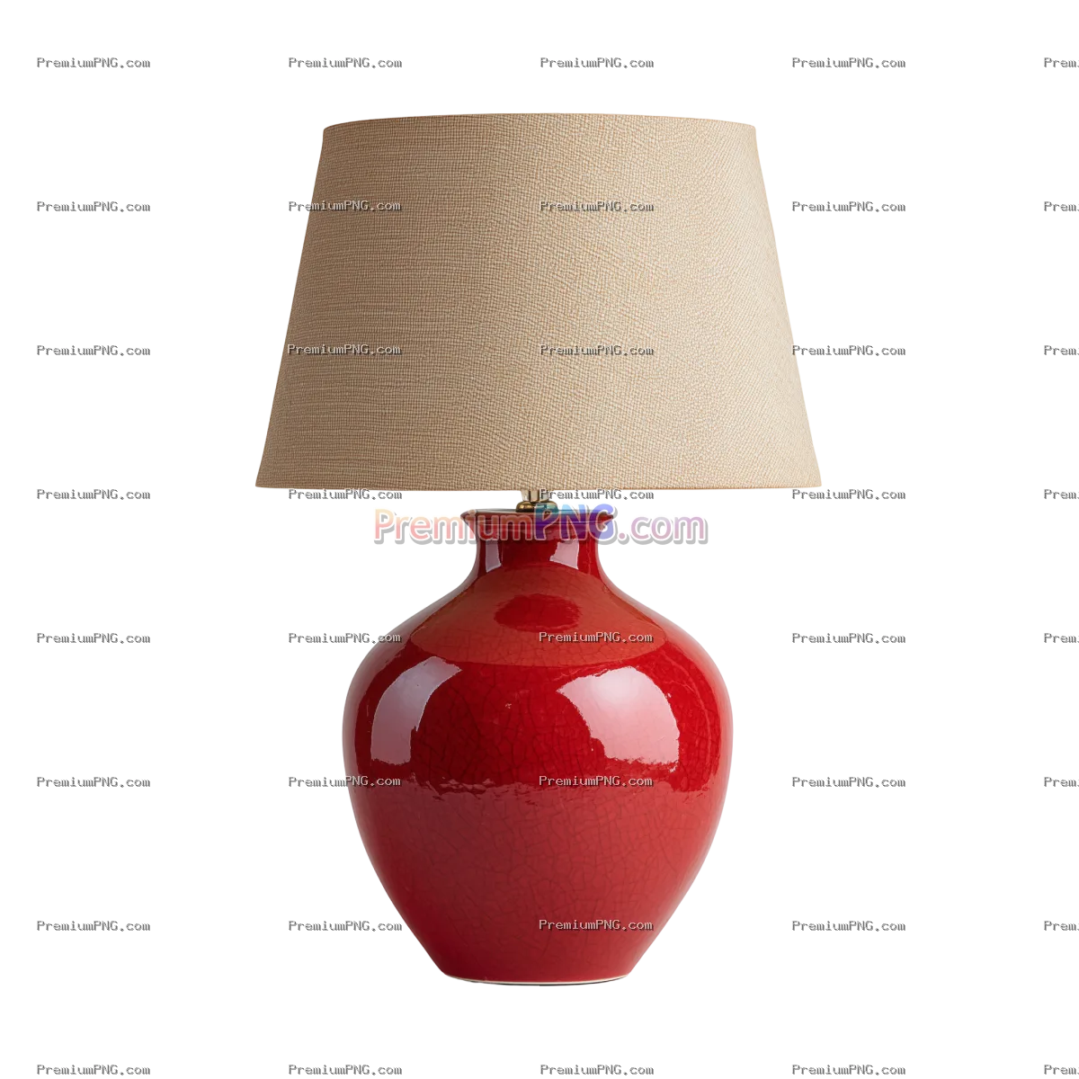 Elegant Red Ceramic Table Lamp with Textured Fabric Shade