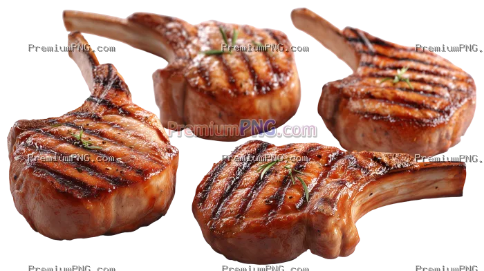 Elevate your culinary projects with this high-quality 3D illustration of a grilled pork chop collect