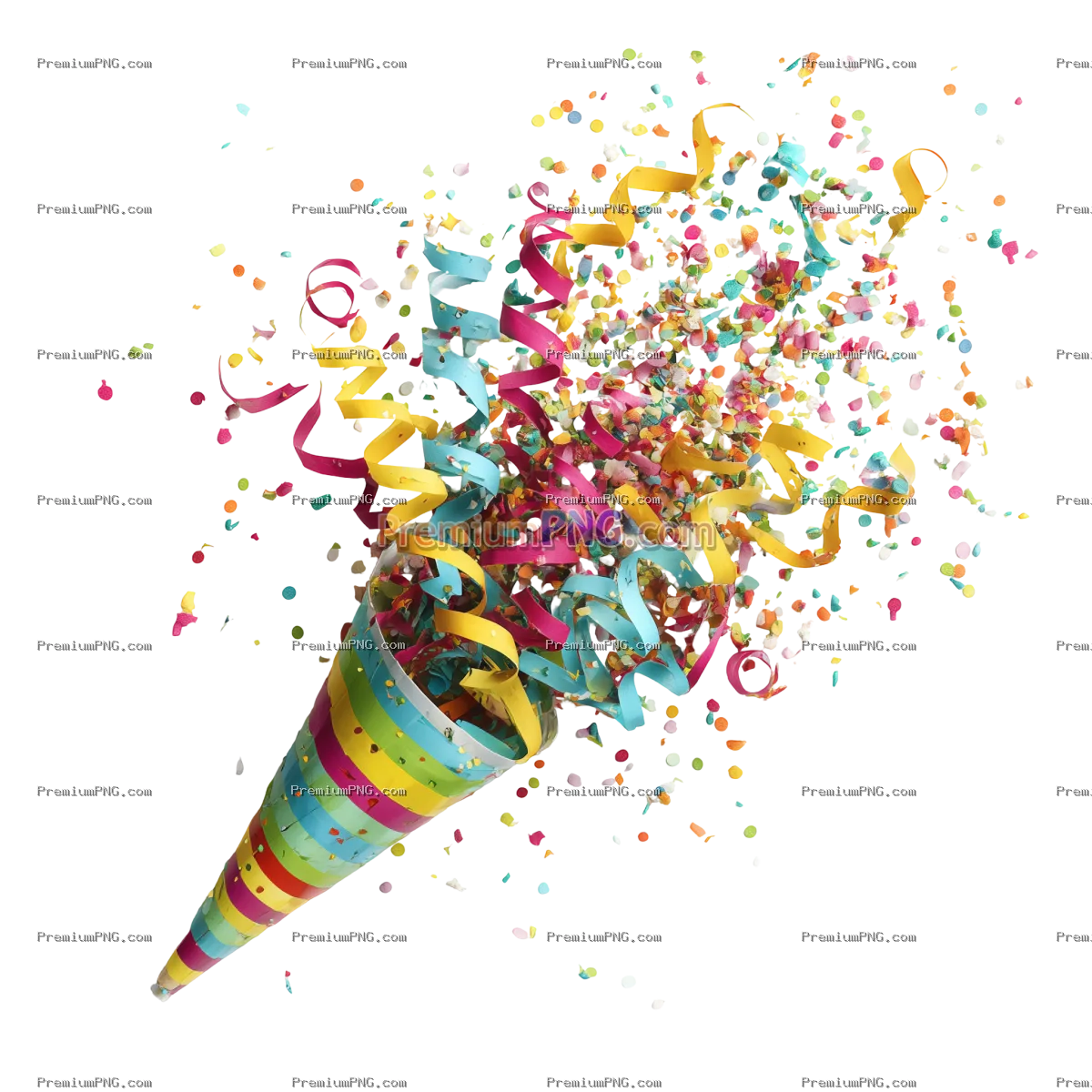 Exploding Party Popper with Colorful Streamers and Confetti