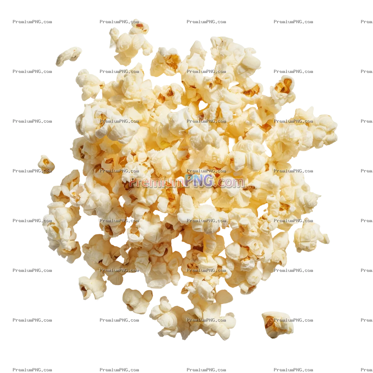 Flat lay Popcorn on transparent background