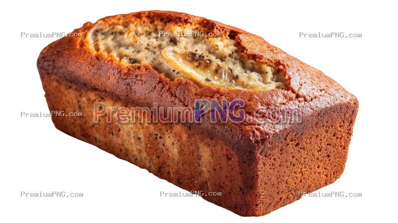 Fresh Banana Bread on Transparent Background