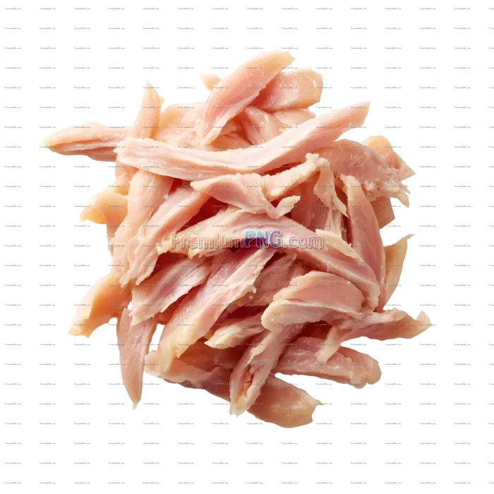 Fresh Raw Julienne Cut Chicken Thigh Meat Isolated