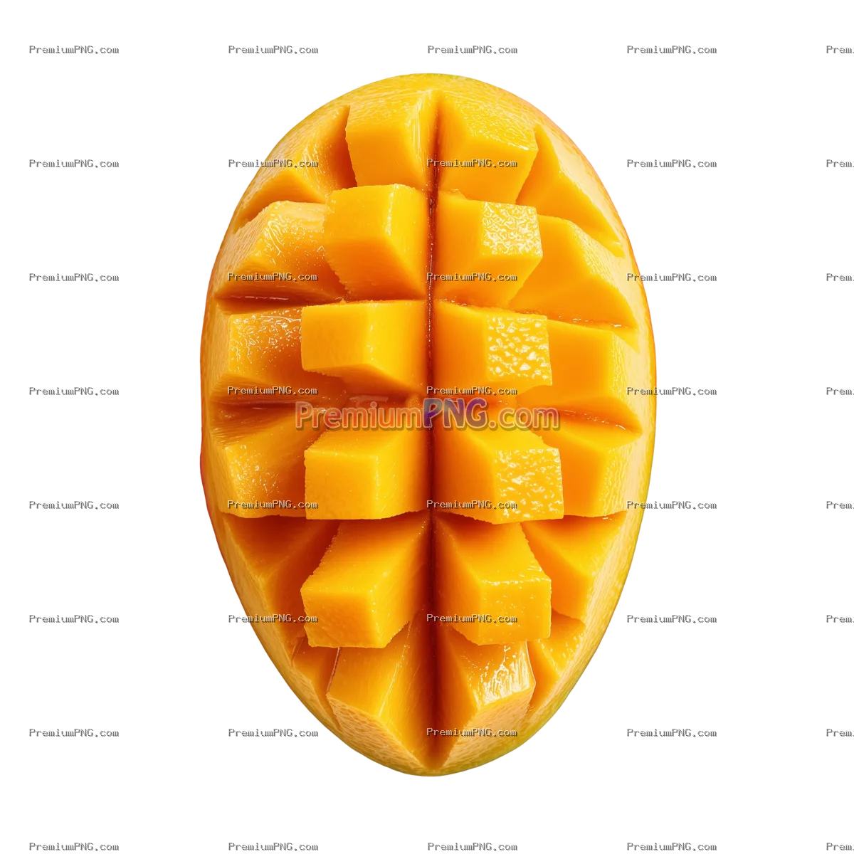 Fresh Sliced Orange Mango Top View Cutout