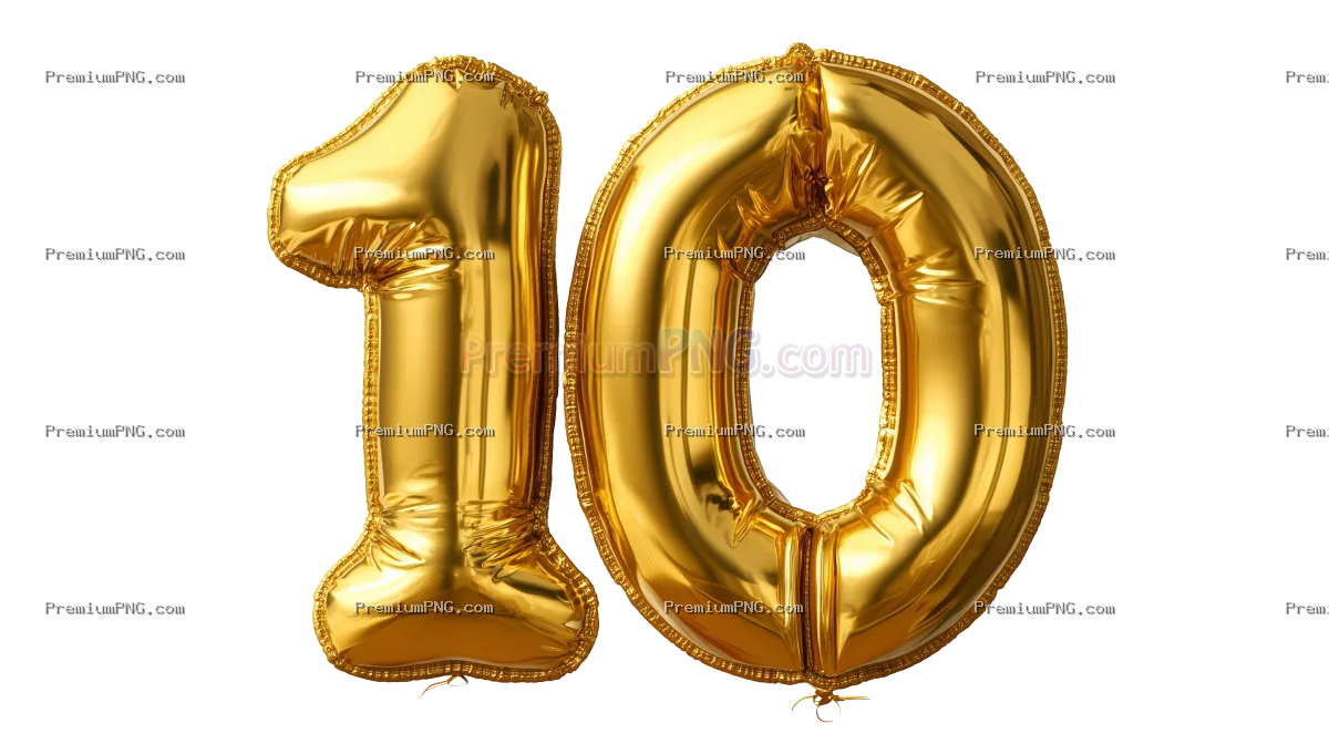 Gold balloon Number ten balloon