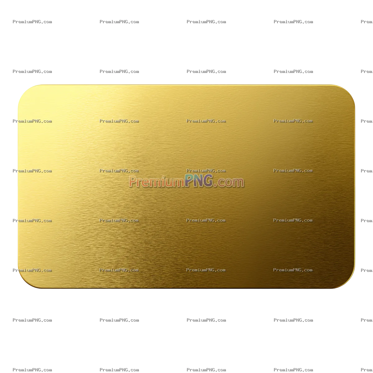Gold card, rectangular in shape with rounded corners, smooth surface, metallic texture, isolated