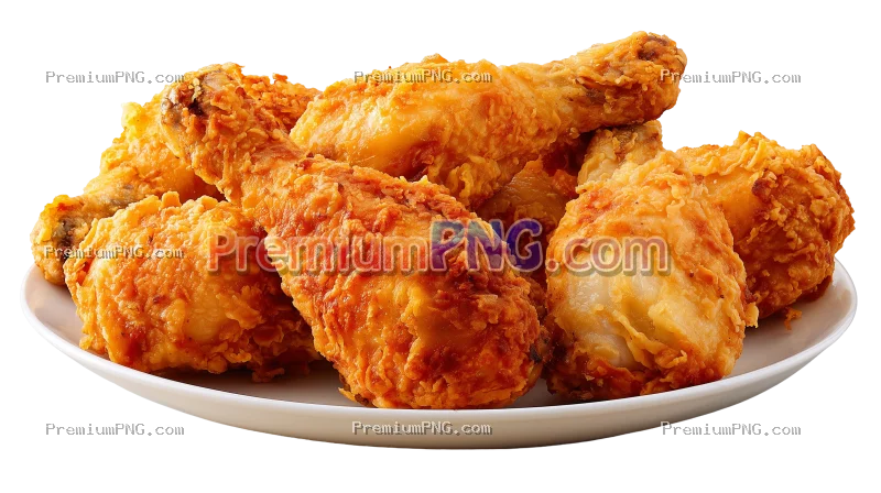 Golden Fried Chicken Drumsticks Platter | Transparent PNG Stock Image