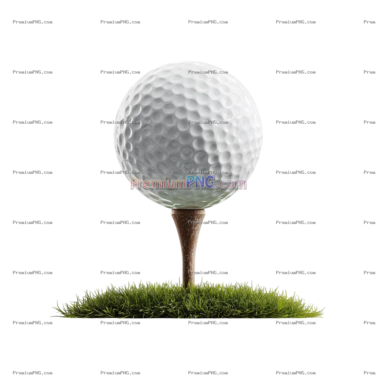Golf ball on tee, ready for play isolated on transparent background
