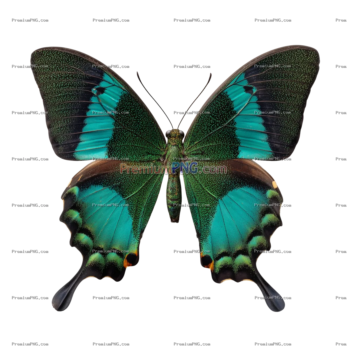 Green swallowtail butterfly transparent background