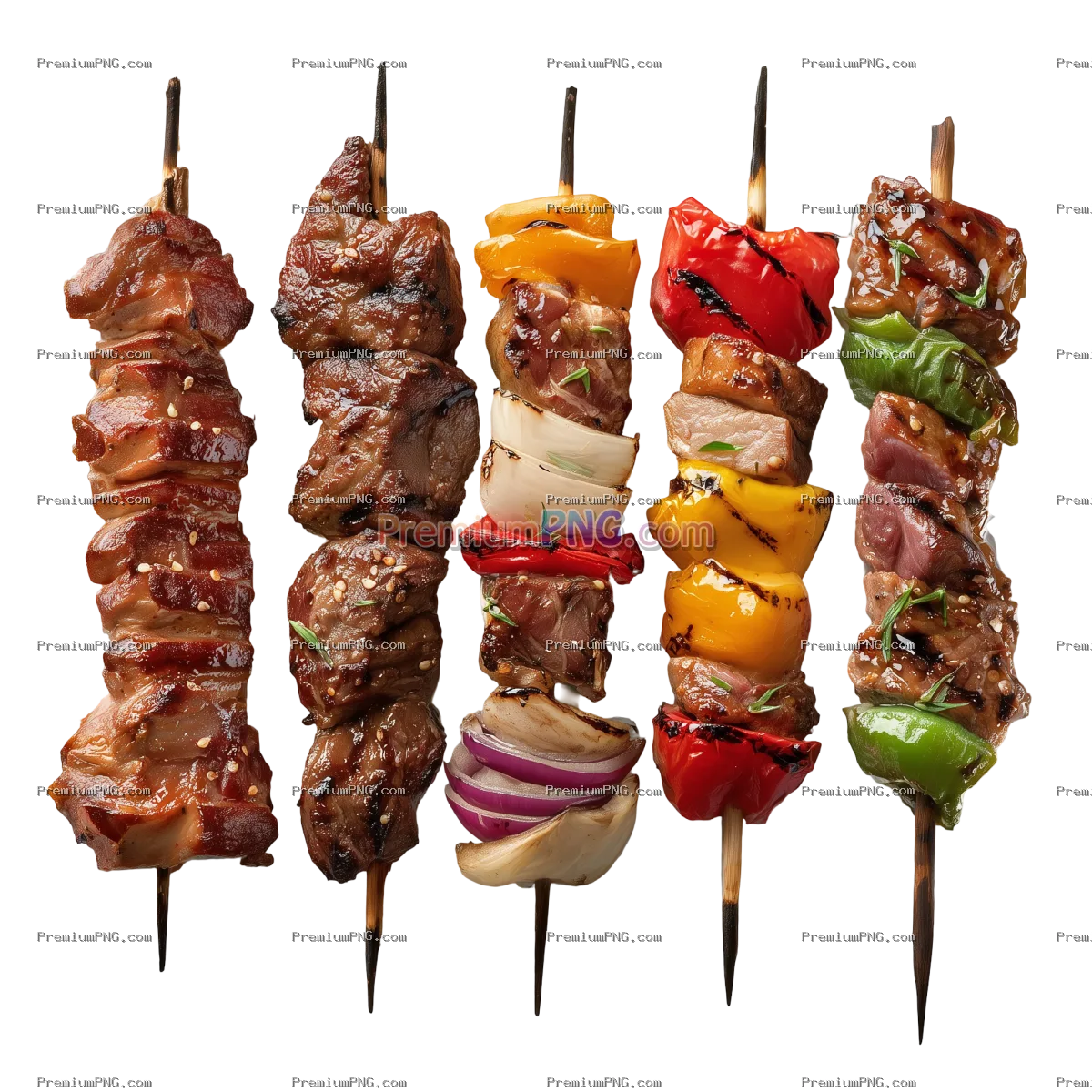 Grilled meat skewers isolated
