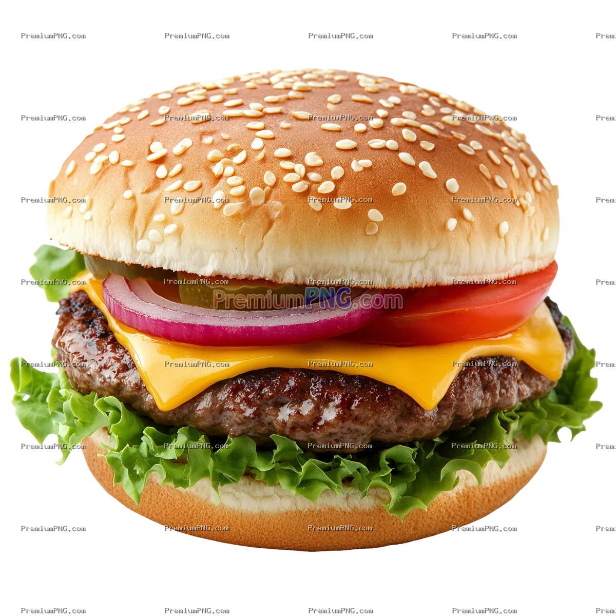 hamburger with cheese and vegetables