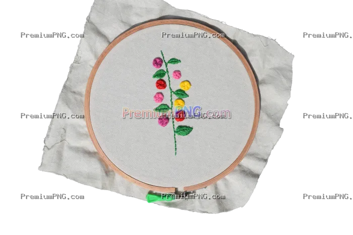 Hand embroidery specimen on wooden hoop