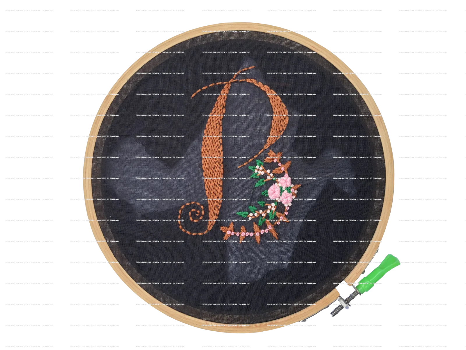 Hand embroidery art with creative "B" letter design